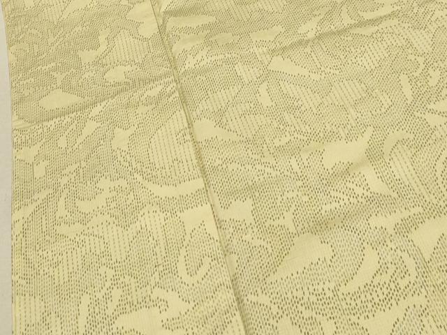 平和屋着物▽上質な紬 単衣 草花文 正絹 逸品 未使用 CAAT0763dy