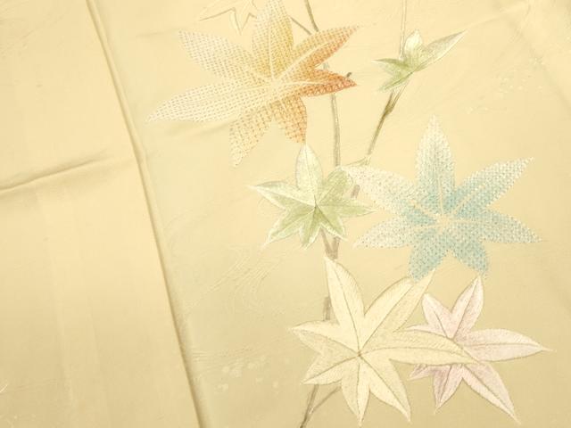 平和屋着物▽訪問着 単衣 刺繍 流水楓文 金糸 正絹 逸品 CAAT0765dy
