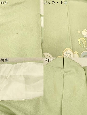平和屋着物▽訪問着 単衣 草花文 金銀彩 正絹 逸品 CAAT0768dy
