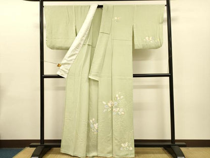 平和屋着物▽訪問着 単衣 草花文 金銀彩 正絹 逸品 CAAT0768dy