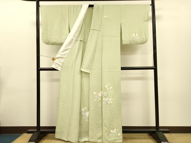 平和屋着物▽訪問着 単衣 草花文 金銀彩 正絹 逸品 CAAT0768dy