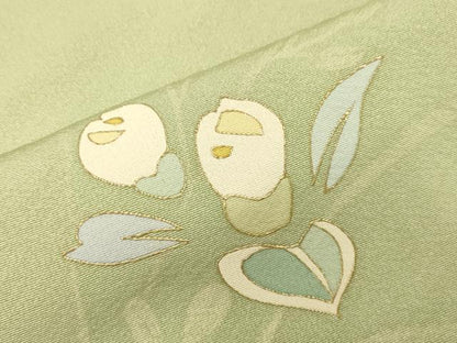 平和屋着物▽訪問着 単衣 草花文 金銀彩 正絹 逸品 CAAT0768dy