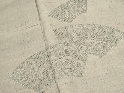 平和屋着物▽中国三大刺繍 スワトウ刺繍 総刺繍 訪問着 単衣 地紙草花文 正絹 逸品 CAAT0769dy
