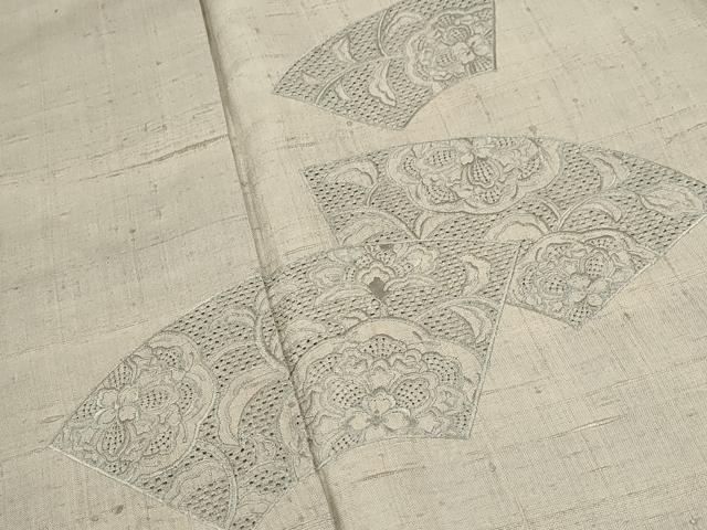 平和屋着物▽中国三大刺繍 スワトウ刺繍 総刺繍 訪問着 単衣 地紙草花文 正絹 逸品 CAAT0769dy