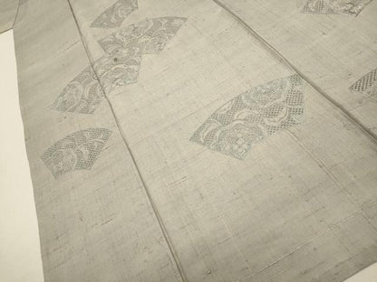 平和屋着物▽中国三大刺繍 スワトウ刺繍 総刺繍 訪問着 単衣 地紙草花文 正絹 逸品 CAAT0769dy