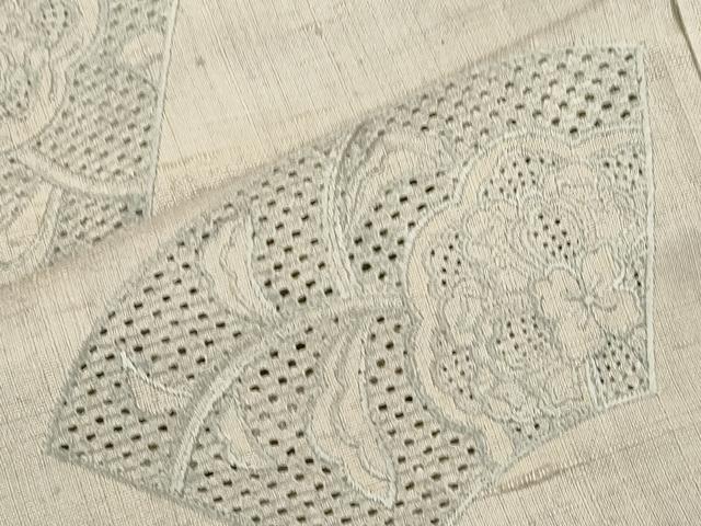 平和屋着物▽中国三大刺繍 スワトウ刺繍 総刺繍 訪問着 単衣 地紙草花文 正絹 逸品 CAAT0769dy