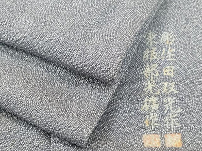平和屋着物▽江戸小紋 単衣 佐田双光作 服部光廣作 鮫小紋柄 鬼しぼ縮緬 正絹 逸品 CAAT0771dy