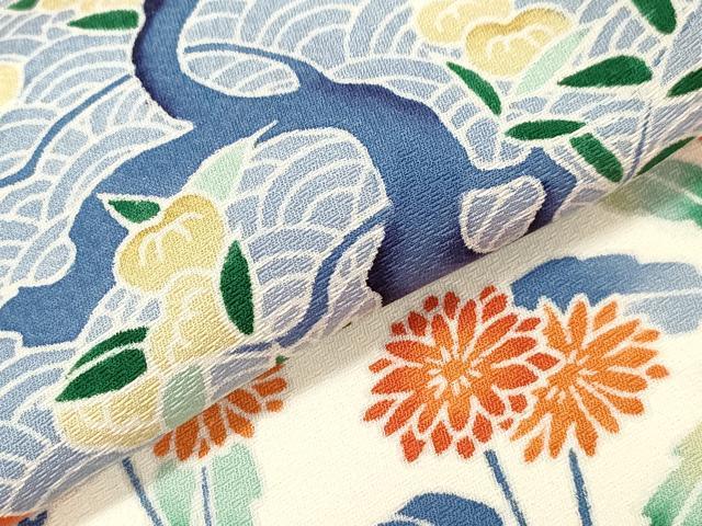 平和屋着物▽訪問着　単衣　草花丸文　正絹　逸品　CAAT0772dy