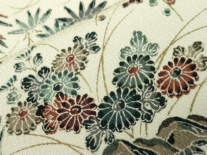 平和屋着物▽上質な小紋 単衣 流水草花文 正絹 逸品 CAAT0774dy