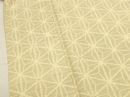 平和屋着物▽本場大島紬 単衣 麻の葉文様 反端付き 正絹 逸品 CAAT0775dy