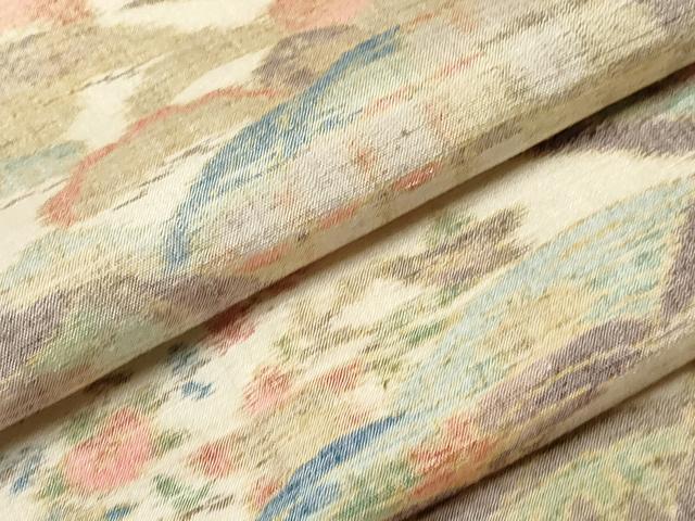 平和屋着物▽小千谷紬 単衣 地紙草花文 正絹 逸品 CAAT0777dy