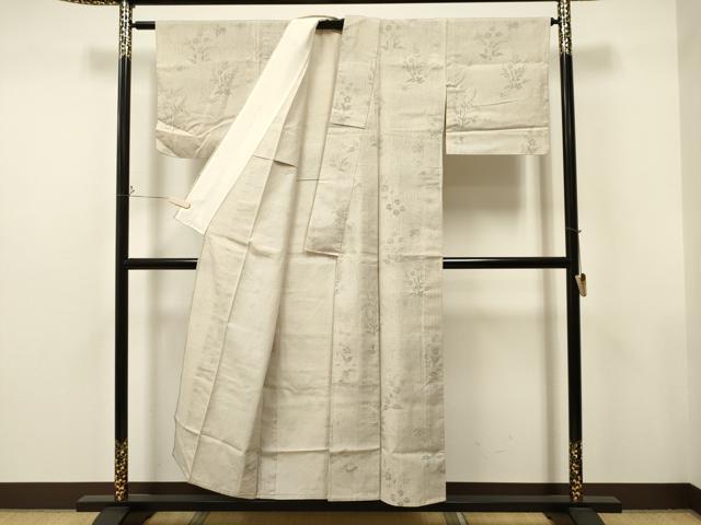 平和屋着物▽上質な紬　単衣　動物草花文　正絹　逸品　CAAT0778dy