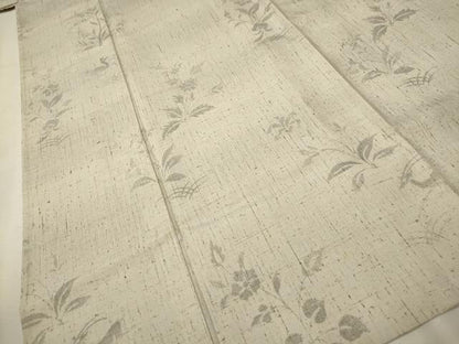 平和屋着物▽上質な紬　単衣　動物草花文　正絹　逸品　CAAT0778dy
