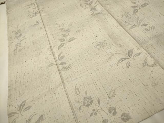 平和屋着物▽上質な紬　単衣　動物草花文　正絹　逸品　CAAT0778dy