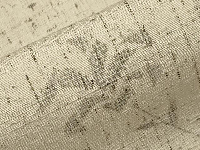 平和屋着物▽上質な紬　単衣　動物草花文　正絹　逸品　CAAT0778dy