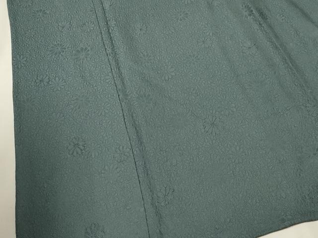 平和屋着物▽上質な色無地 単衣 花尽し地紋 千草色 正絹 逸品 CAAT0782dy