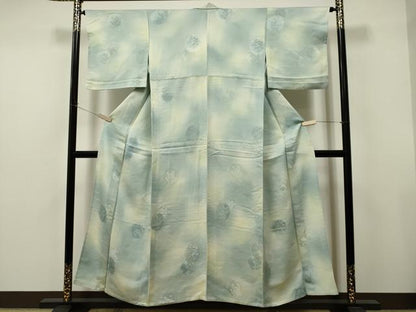 平和屋着物▽上質な小紋 単衣 雪輪草花地紋 暈し染め 正絹 逸品 CAAT0784dy