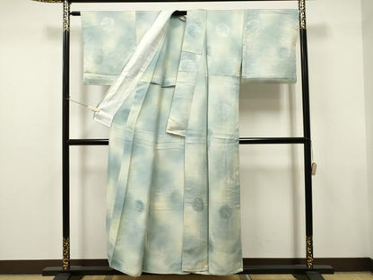 平和屋着物▽上質な小紋 単衣 雪輪草花地紋 暈し染め 正絹 逸品 CAAT0784dy