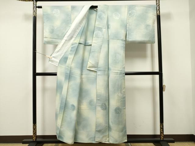 平和屋着物▽上質な小紋 単衣 雪輪草花地紋 暈し染め 正絹 逸品 CAAT0784dy