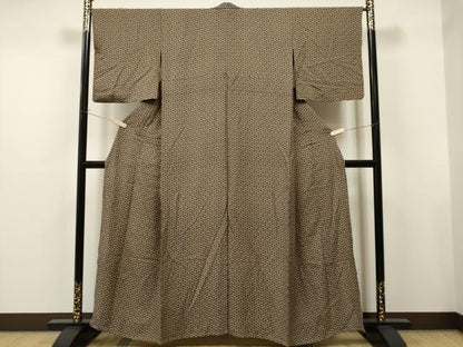 平和屋着物▽上質な小紋 単衣 亀甲花文 正絹 逸品 CAAT0785dy