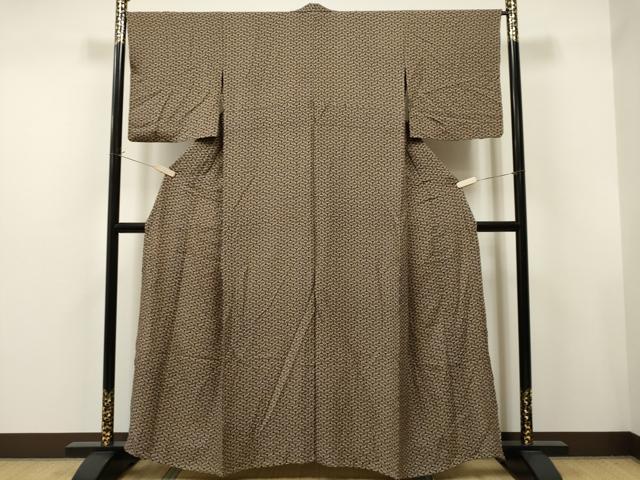 平和屋着物▽上質な小紋 単衣 亀甲花文 正絹 逸品 CAAT0785dy
