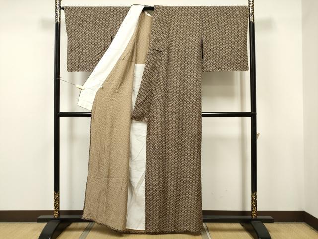 平和屋着物▽上質な小紋 単衣 亀甲花文 正絹 逸品 CAAT0785dy