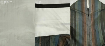 平和屋着物▽上質な紬 単衣 縞 正絹 逸品 CAAT0786dy