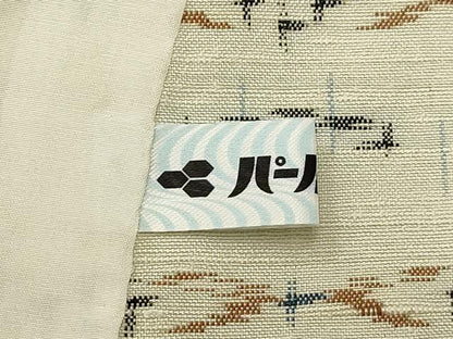 平和屋着物▽上質な紬 単衣 横段吉祥文 正絹 逸品 CAAT0790dy