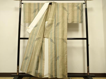 平和屋着物▽上質な紬 単衣 吉祥文 正絹 逸品 未使用 CAAT0791dy
