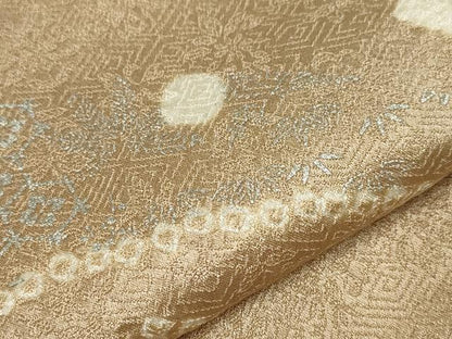 平和屋着物▽訪問着　単衣　絞り　刺繍　流水草花文　金銀彩　正絹　逸品　CAAT0793dy