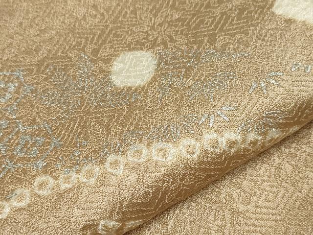 平和屋着物▽訪問着　単衣　絞り　刺繍　流水草花文　金銀彩　正絹　逸品　CAAT0793dy