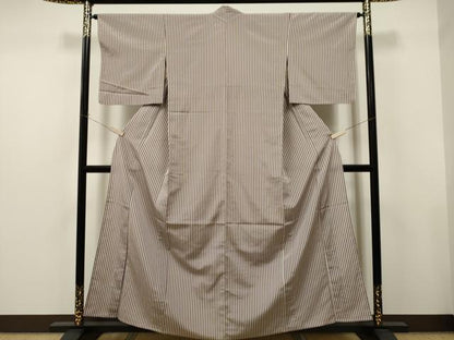 平和屋着物▽上質な小紋 単衣 縞 正絹 逸品 CAAT0798dy