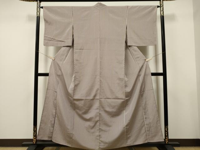 平和屋着物▽上質な小紋 単衣 縞 正絹 逸品 CAAT0798dy