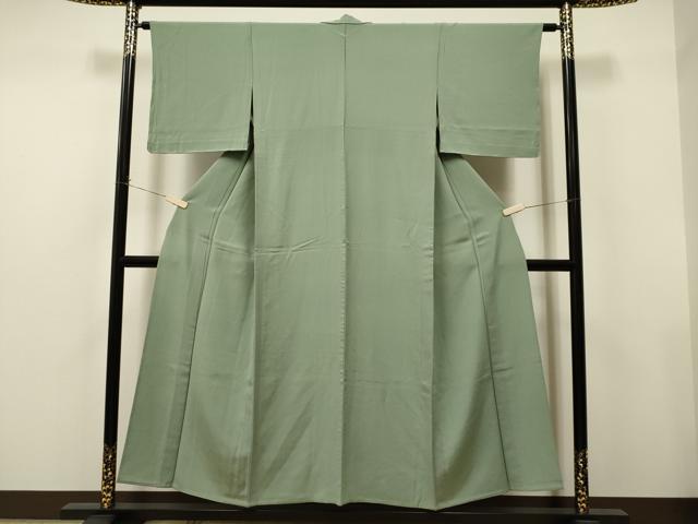 平和屋着物▽上質な色無地 単衣 山葵色 正絹 逸品 未使用 CAAT0799dy