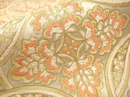 平和屋着物●西陣 川島織物 六通柄 本袋帯 七宝花文 金糸 正絹 逸品 未使用 CAAT0801hy