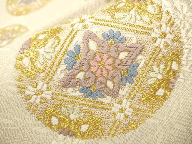 平和屋着物●六通柄袋帯 唐織紀行 花丸文 金糸 正絹 逸品 CAAT0847hy