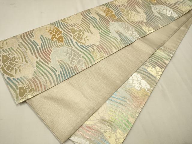 平和屋着物●六通柄袋帯 荒磯錦文 金銀糸 正絹 逸品 CAAT0849hy