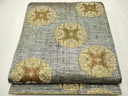 平和屋着物●両面　六通柄袋帯　吉祥丸文　金糸　正絹　逸品　CAAT0865hy