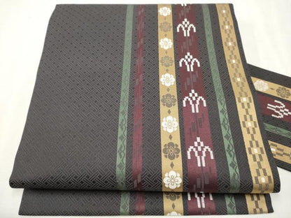 平和屋着物●九寸名古屋帯 琉球絣文様 正絹 逸品 CAAT0890hy
