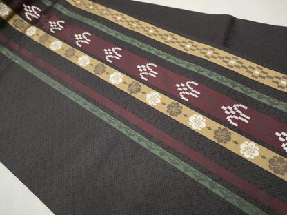 平和屋着物●九寸名古屋帯 琉球絣文様 正絹 逸品 CAAT0890hy