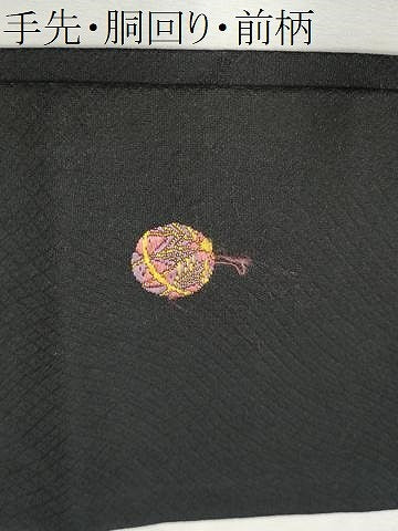 平和屋着物●九寸名古屋帯　唐織　花毬文　黒地　正絹　逸品　CAAT0896hy