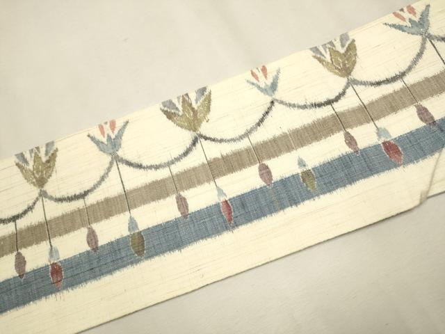平和屋着物●九寸名古屋帯　紬地　吉祥花文　正絹　逸品　CAAT0926hy