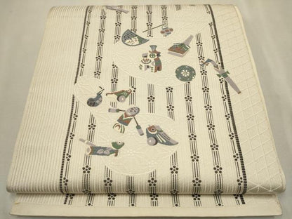 平和屋着物●八寸名古屋帯　瓢箪　玩具文　正絹　逸品　CAAT0931hy