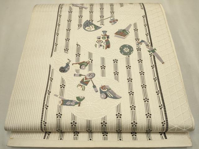 平和屋着物●八寸名古屋帯　瓢箪　玩具文　正絹　逸品　CAAT0931hy