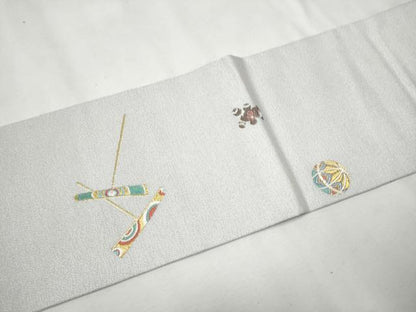 平和屋着物●九寸名古屋帯 唐織 玩具文 金糸 正絹 逸品 CAAT0943hy