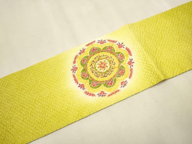 平和屋着物●名門 藤娘きぬたや・総絞り 九寸名古屋帯 花唐草文 正絹 逸品 CAAT0951hy