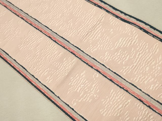 平和屋着物●本場筑前博多織　半幅帯　草花文　証紙付き　正絹　逸品　CAAT0958hy