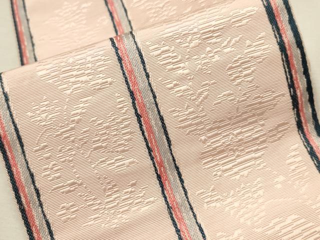 平和屋着物●本場筑前博多織　半幅帯　草花文　証紙付き　正絹　逸品　CAAT0958hy