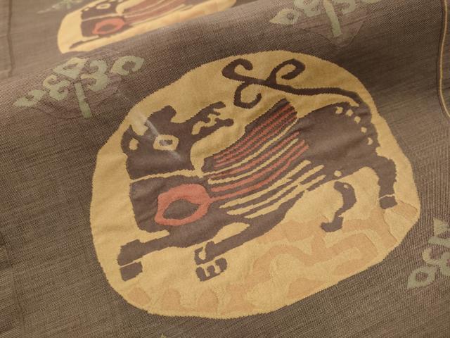 平和屋着物●名門木屋太　今河織物　六通柄袋帯　動物唐草文　正絹　逸品　CAAT0966hy