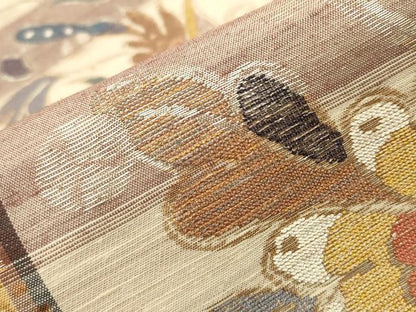 平和屋着物●六通柄袋帯 紬地 草花文 金銀糸 正絹 逸品 CAAT0972hy